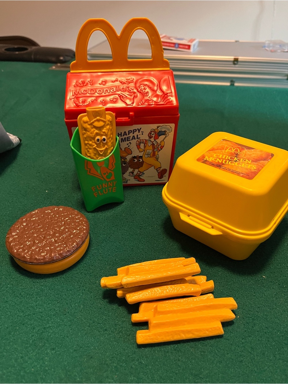McDonald's Vintage Yellow, Red & Green Happy Meal Playset with Fries and Burger